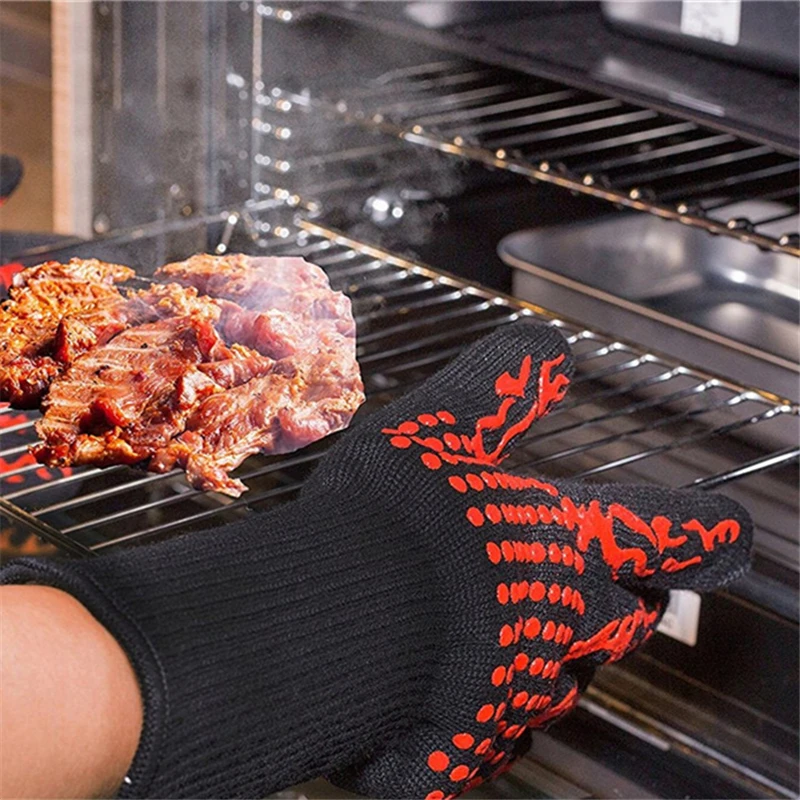 Flame Retardant Non-slip BBQ F - огляд і ціна Oven Mitt Silicone